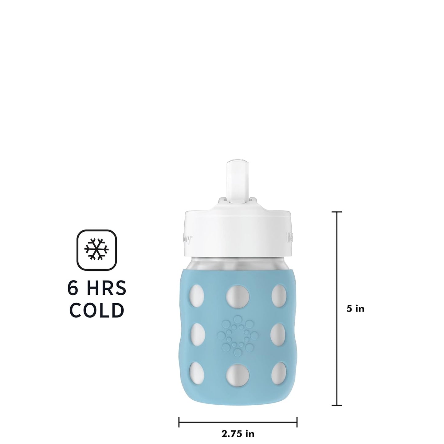 Lifefactory 8-Ounce Stainless-Steel Vacuum-Insulated Wide-Neck Baby Bottle with Straw Cap, Denim (LS2241WDE4)