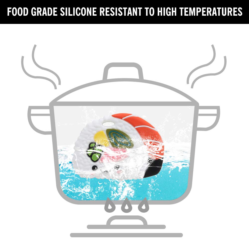 Baby Silicone Teether,Sensory Chew Toys,BPA Free Soft and Effective Infant Teething Pain Relief Toys,Freezer Safe,Food Grade Silicone,Best Shower Gift for Boys and Girls (Sushi01)