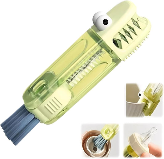 3 in 1 Cup Lid Cleaning Brush, 2025 Upgraded Multifunctional Insulation Bottle Cleaning Tools, Portable Crevice Cleaning Brush Set for Baby Bottle Gap Tight Spaces (#2 Green)