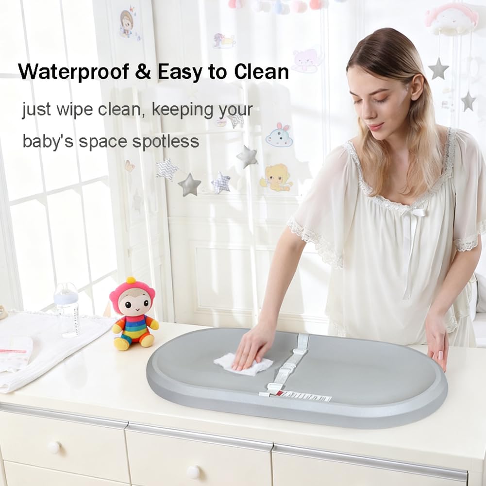 Baby Changing Pad - Lightweight Wipeable Foam Changing Pad, Comfortable and Waterproof, Fits All Changing Table, 30"x 15.6", Gray