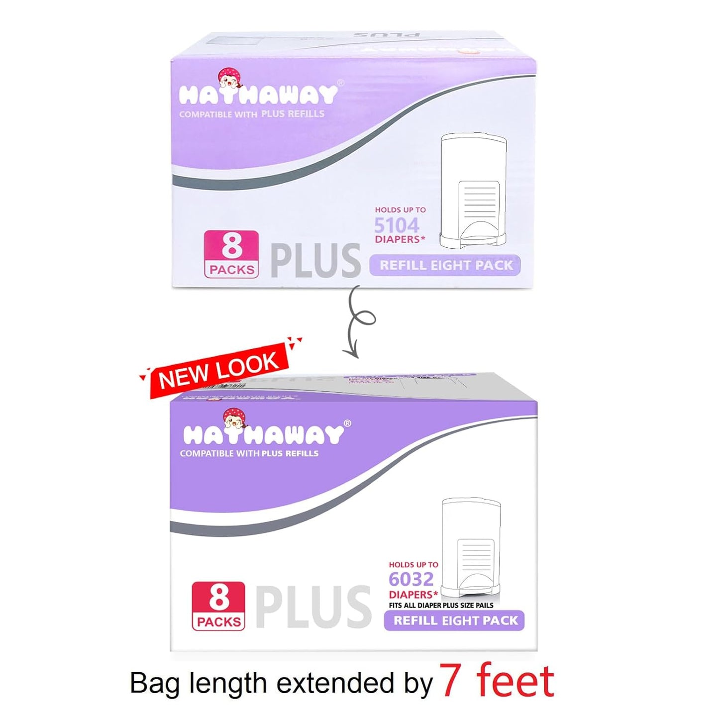 Refills Compatible with Plus Diaper Pail Refills 8 Pack Diaper Pail Liners with Lavender Scent