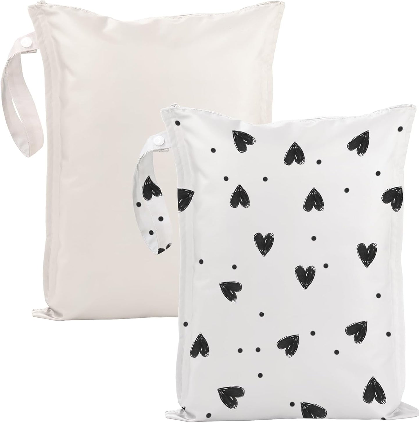 Wet Dry Bags Water Resistant - 2 Pack Reusable Waterproof Wet Dry Bag for Swimsuits & Baby Clothes - Leakproof Storage Pouch Bag for Travel & Baby Diaper - Travel Laundry Daycare Bags