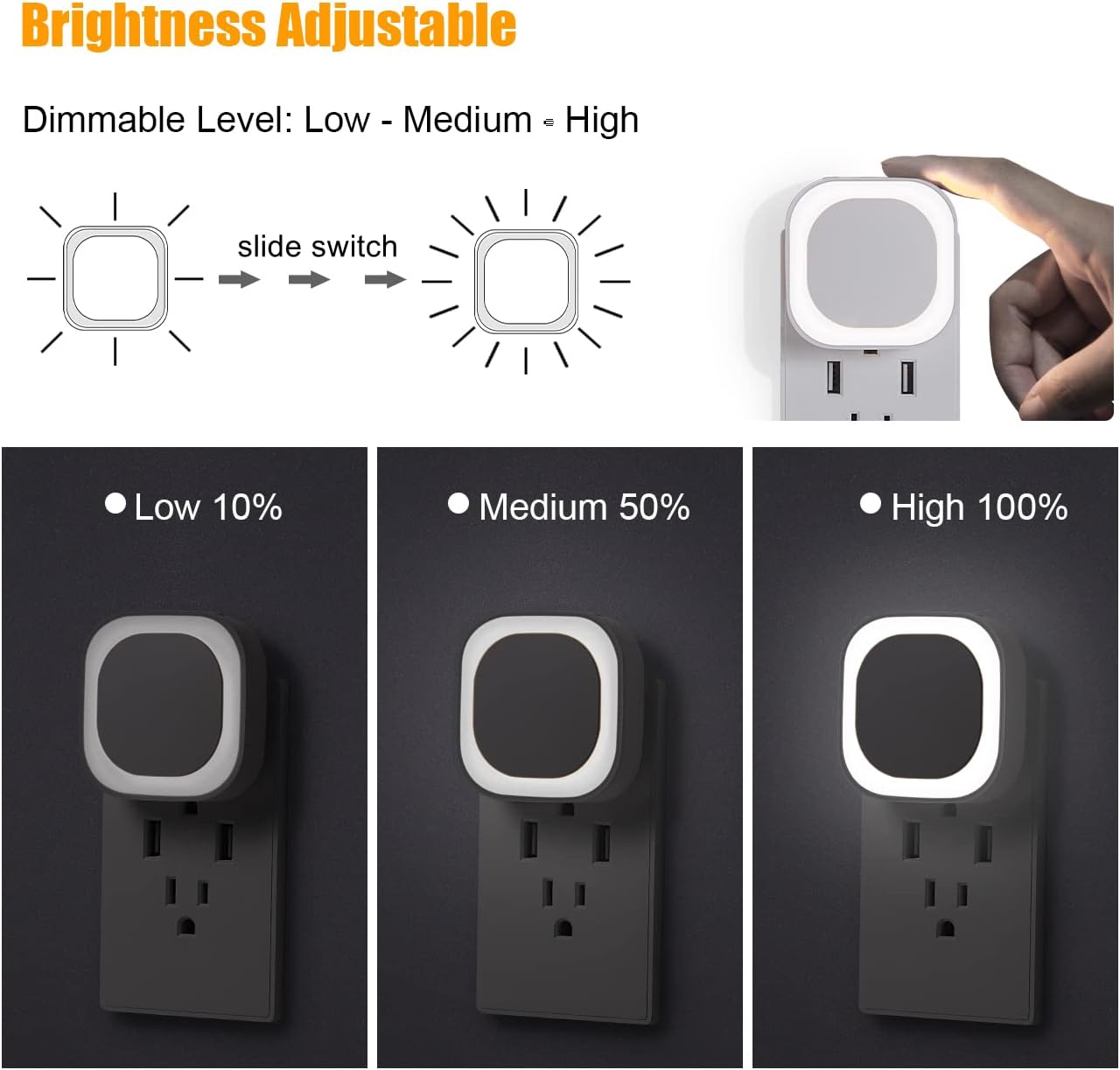 4 Pack Daylight White Night Light, Gentle Eye-Care with Dimmable Wide-Glow & Indirect Reflection, Auto Dusk to Dawn Sensor, Plug in for Kitchen Counter, Garage Workshop, Laundry, Hallway