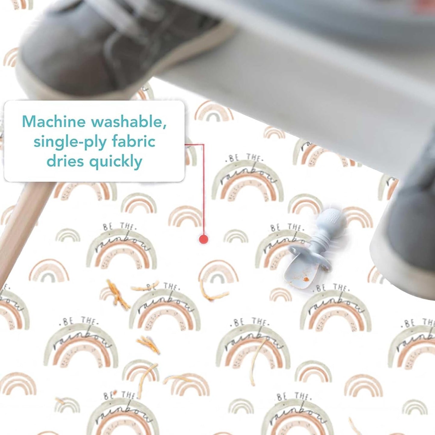 Baby Splat Mat for Under High Chair, 51 x 51 Inch Wipeable Splash Mat，Floor Protector，Wipe-Clean Tablecloth and Playing Mat (Rainbow)