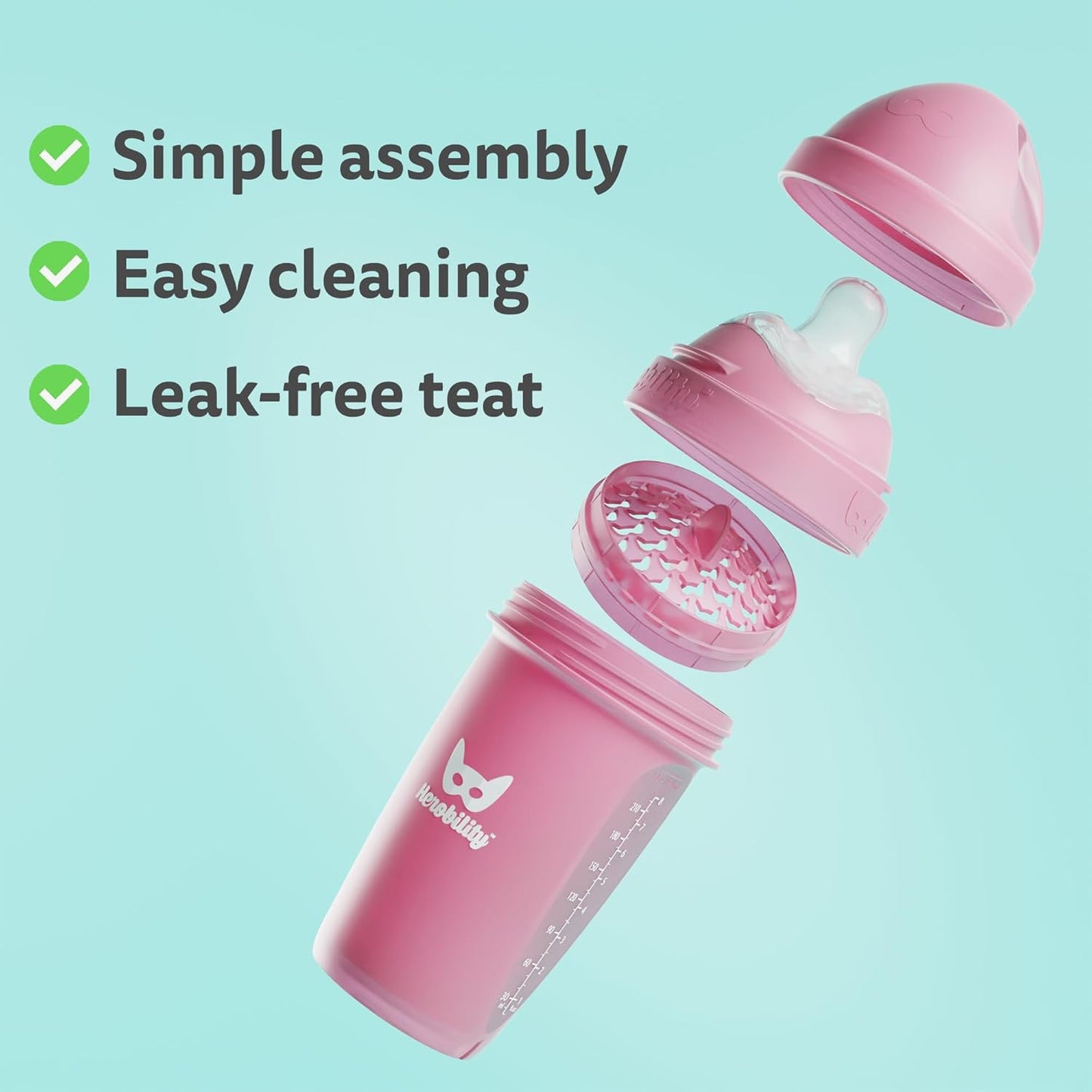 Herobility Double Anti-Colic Baby Bottles – 5 fl oz/140ml – 3-Pack