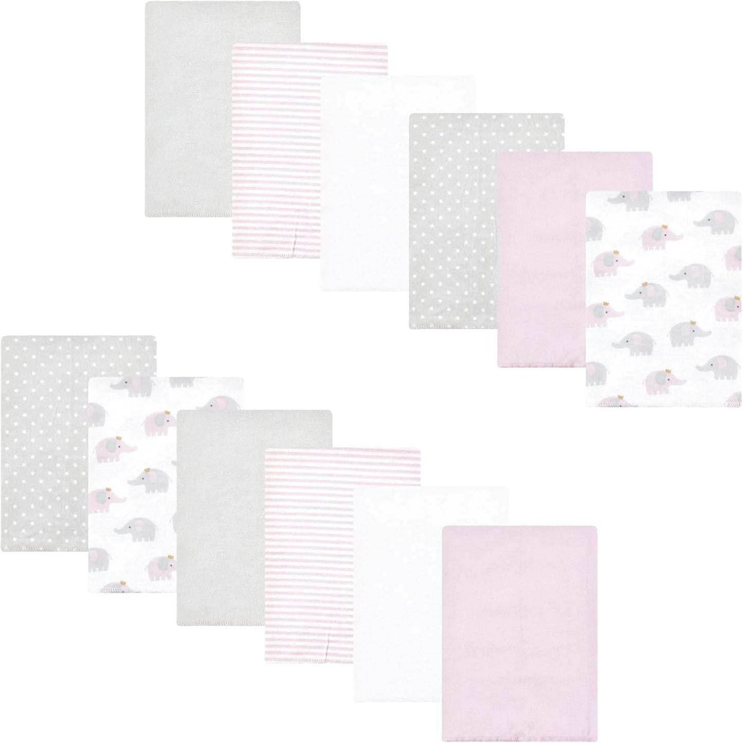 Luvable Friends Hudson Baby Flannel Burp Cloths 12pk, Purple Elephants