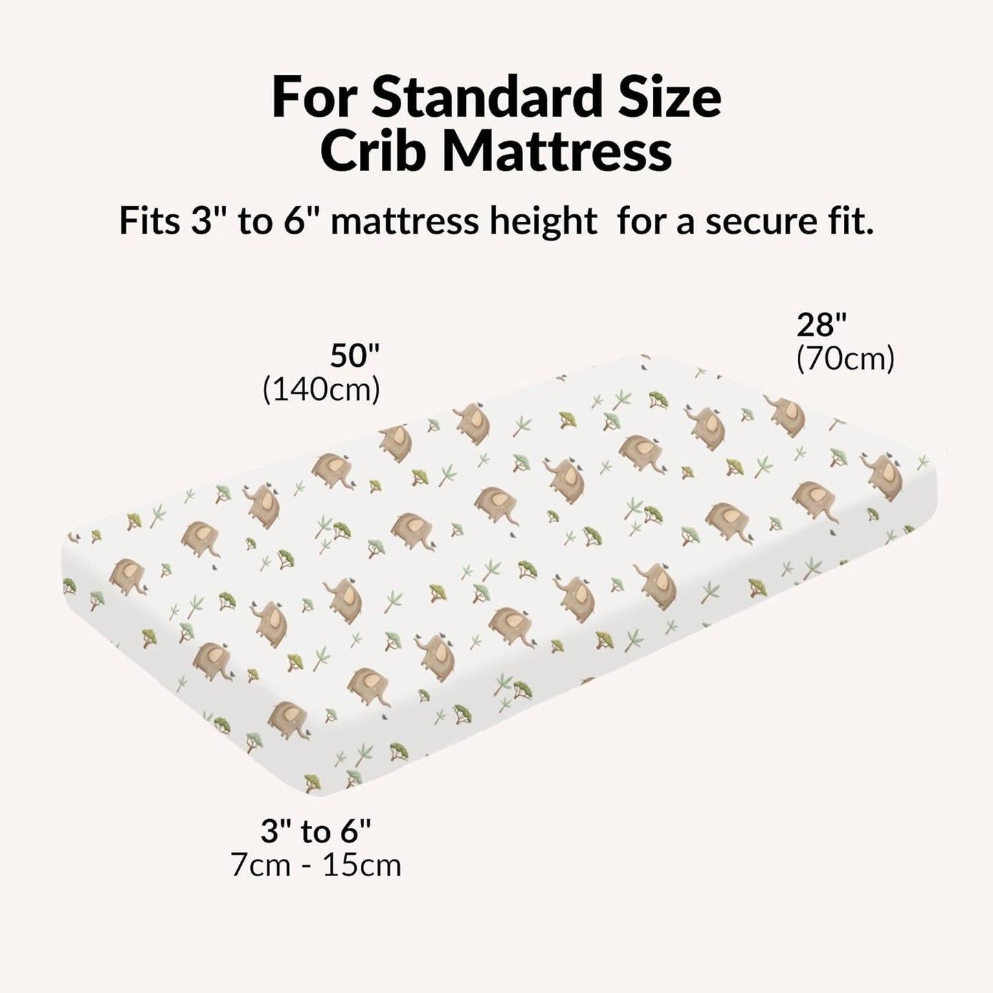 100% Organic Cotton Crib Sheets (3-Pack) - GOTS Certified - Breathable Organic Crib Sheets - Double-Elastic for Secure Fit, Extra Protection for Your Baby - Gender-Neutral Sheet (28"x55")/ 140 x 70cm