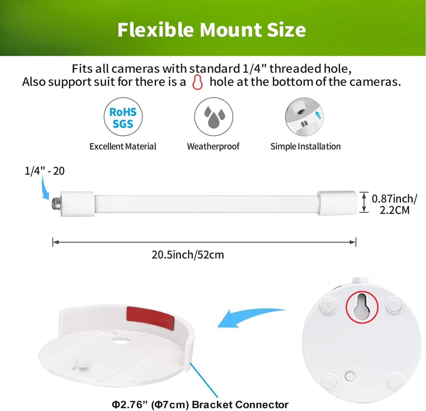 LONNKY Flexible Mount for Infant Optics DXR-8 and DXR-8 Pro Video Baby Monitor Camera, 20.5 inches Baby Monitor Mount, Baby Camera Holder for Crib Without Tools or Wall Damage