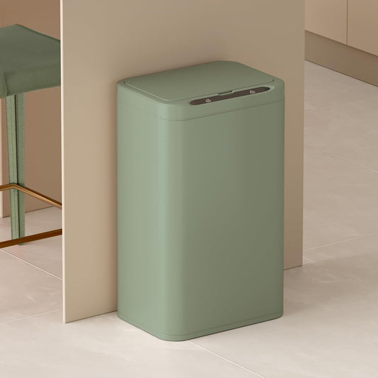 ELPHECO Stainless Steel Office Trash Can Motion Sensor Garbage Can Touchless Smart Trash Can Automatic Waste Bin for Kitchen, Office, Bathroom (Avocado Green, 6.6 Gallons), 2AA