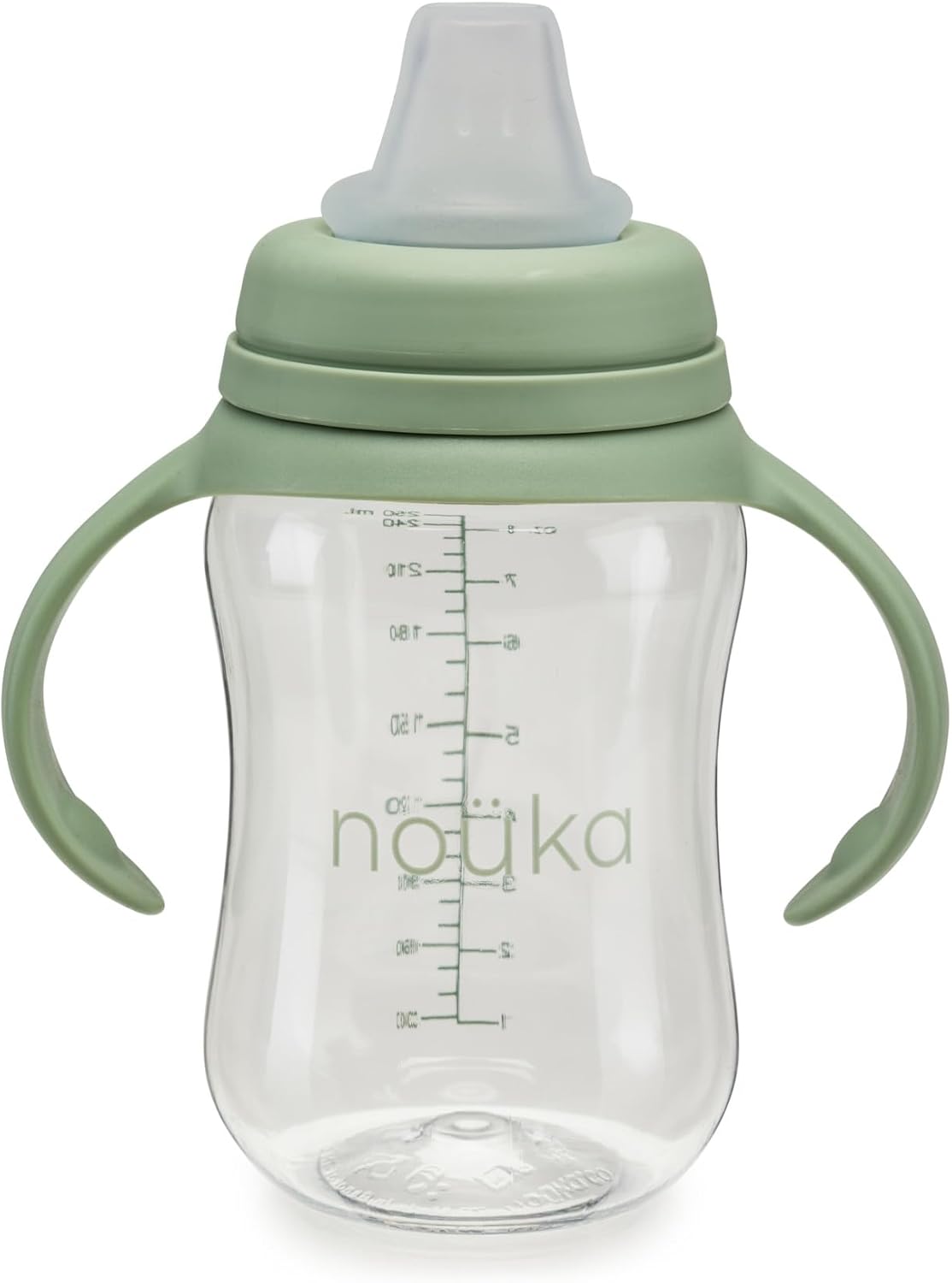 nouka Soft Spout Tritan Sippy Cup | Leak Proof and Easy Grip | Removable Handles | Moss