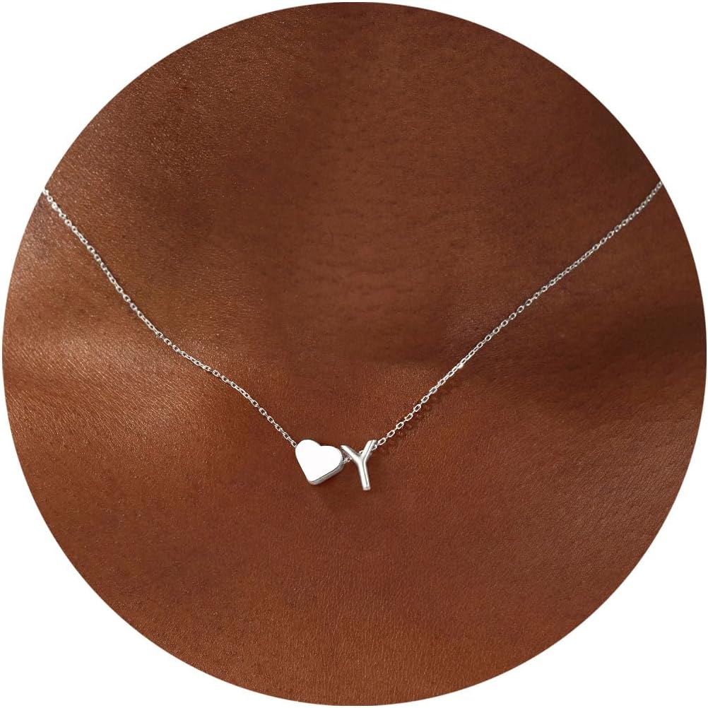 Turandoss Heart Initial Necklace for Women Teen Girls - 18K Gold Plated Letter A-Z Pendant Necklace Dainty Heart Necklaces Tiny Initial Necklaces Birthday Gifts for Women Jewelry
