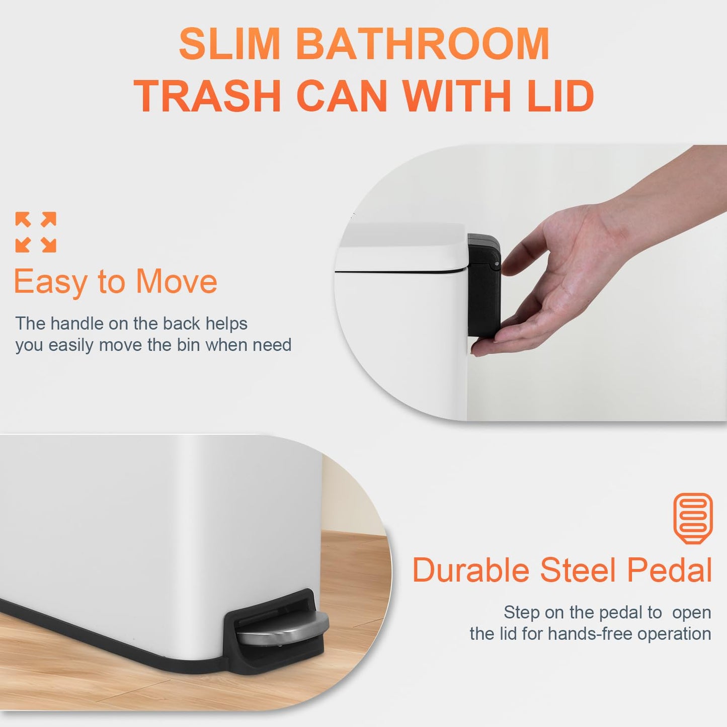 PayLessHere 1.3 Gallon Trash Can Kitchen Trash Can Stainless Steel Trash Can Garbage Can with Removable Plastic Inner Bucket Lid Foot Pedal for Home Kitchen Bedroom Bathroom Kitchen Waste Bin