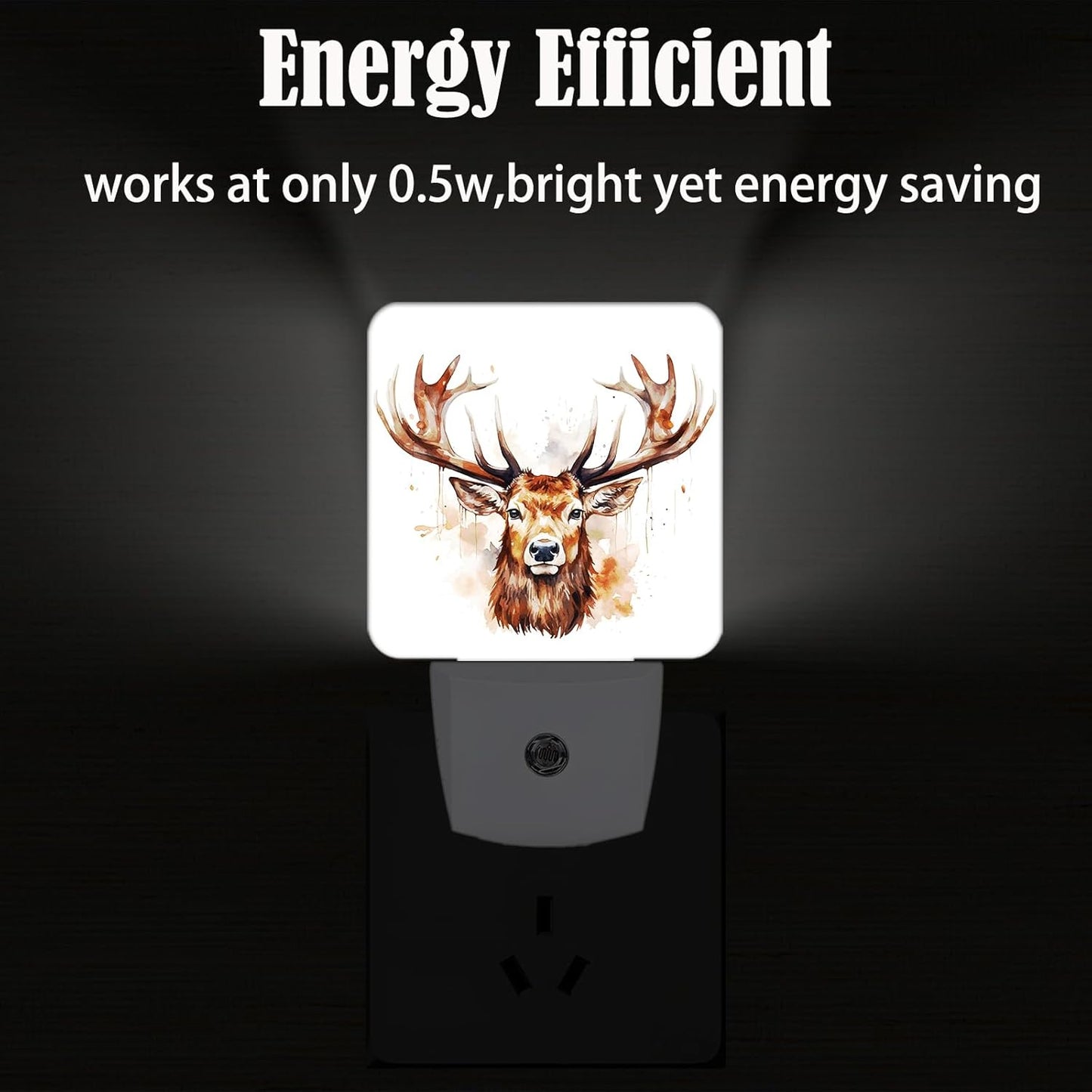 Watercolor Forest Deer Night Light,Plug-in Nightlights Auto Sensor Night Lamp Dusk-to-Dawn Lamp Home Decor for Nursery Children Girls Boys