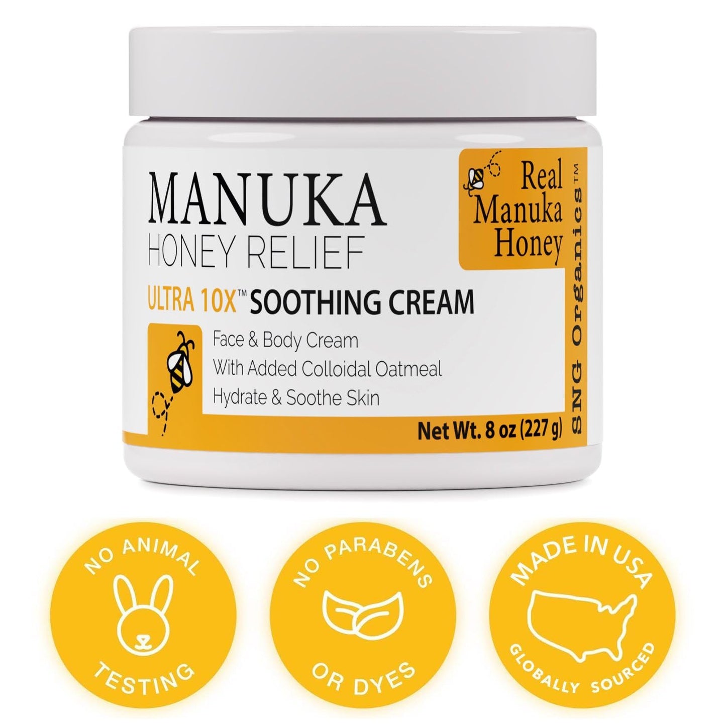Super Natural Goods Manuka Honey Cream (8oz) – Hydrating Lotion for All Skin Types Suitable for Kids and Adults | Moisturizing Body Cream with Real Manuka Honey Aloe Vera Juice and Cocoa Butter