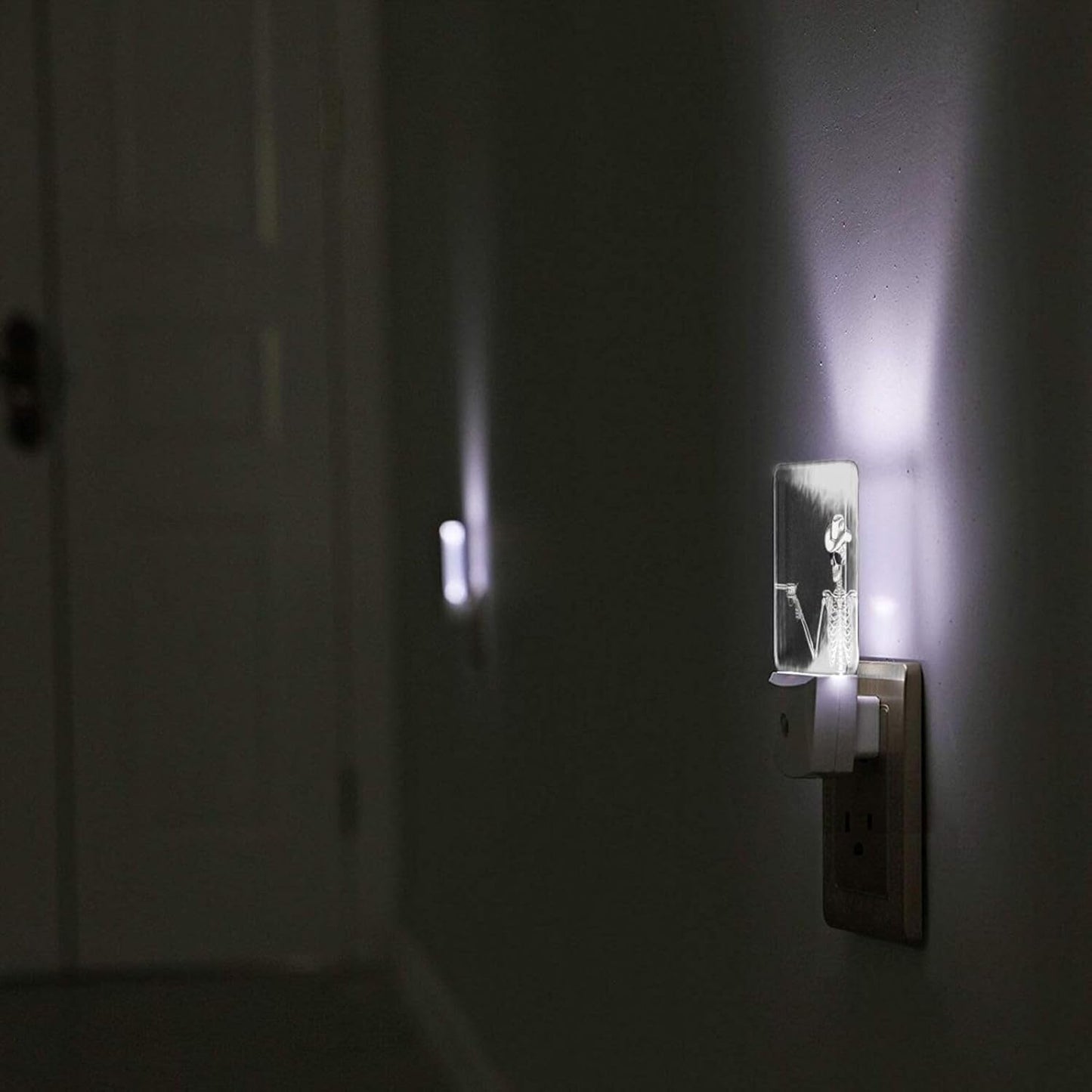 Led Night Light, Funny Gothic Skull Cowboy Decorative Plug in Nightlights,with Smart Auto Dusk to Dawn Night Light for Bedroom, Kitchen, Nursery, Bathroom