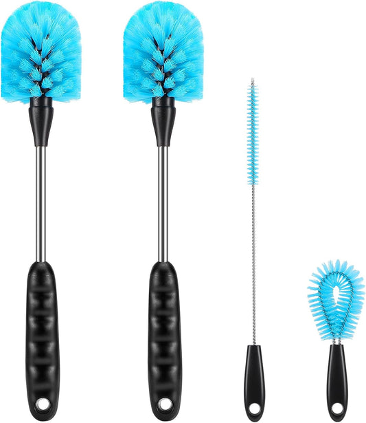 Water Bottle Brush Set, Long Handle 3-in-1 Stainless Steel Water Bottle Scrubbing Brush, Cleaning for Narrow Neck Bottles, Sport Bottles, Baby Bottles, Coffee Mugs, Tumblers, Flask(Short Size)