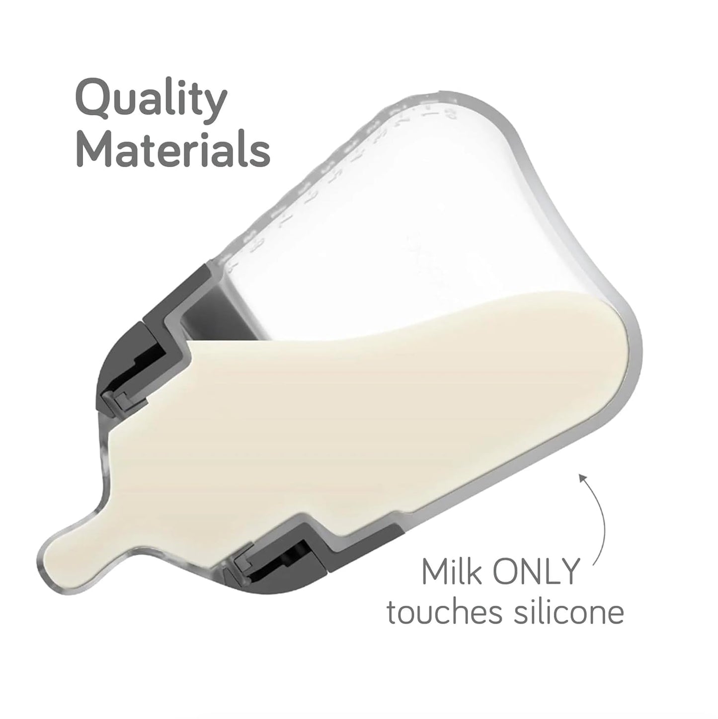 Nanobebe Flexy Silicone Baby Bottle, Anti-Colic, Natural Feel, Non-Collapsing Nipple, Non-Tip Stable Base, Easy to Clean 2-Pack, Grey, 9oz
