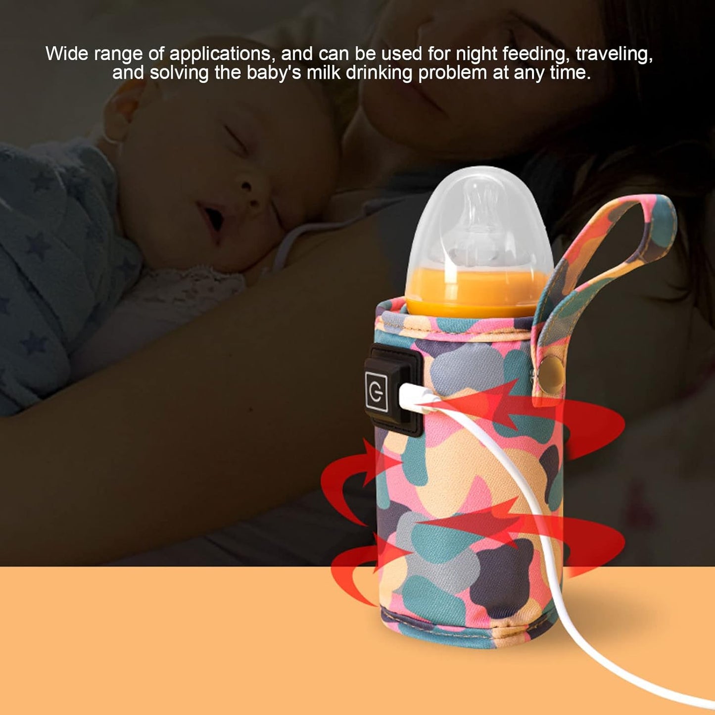 USB Baby Bottle Warmer,Portable Car Travel Bottle Warmer,Three Levels Temperature Adjustment Hook Design Bottle Warmer, Milk Heat Keeper Baby Bottle Warmer