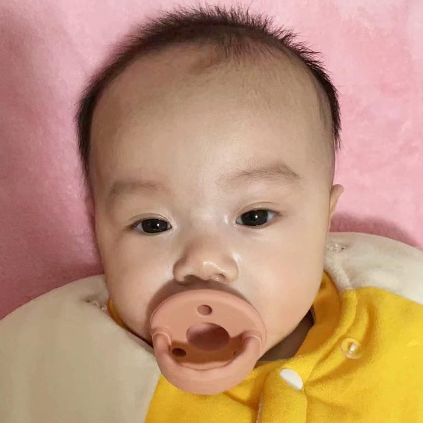 Soother Pacifier,Food Grade Silicone Pacifiers with Handle & 3 Holes for Added Safety, BPA Free, 2 Pack (Muted+Apricot)