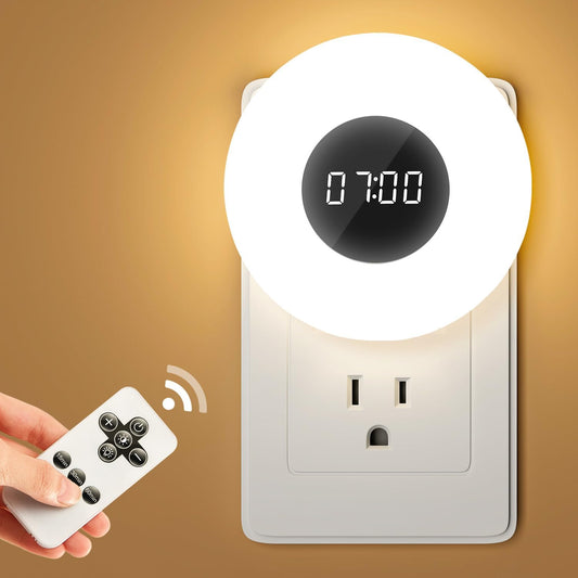 【2 PACK】 Bathroom Clock,10 Levels Dimmable+3 Light Colors+Remote Shower Clock+Bathroom Night Light, 90 Lumen Shower Timer+Light Timer, Aora Night Light, Nightlight Plug in Night Lights for Wall Socket