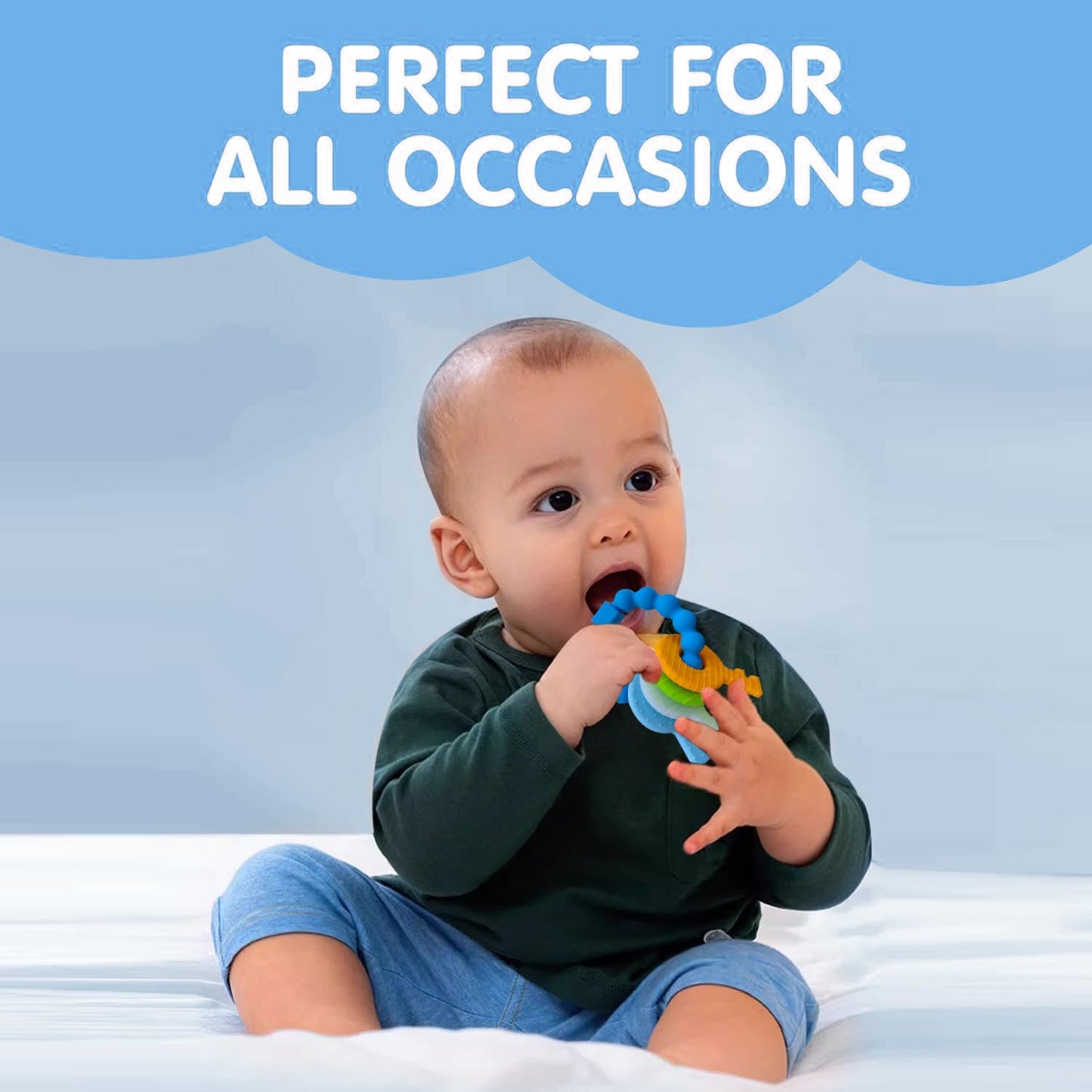 Baby Keys Teether Toys,Silicone Teething Toys for 3-18+ Months,Teething Keys Toy for Infants-Soft & Raised Texture to Soothe Gums,BPA Free (4Colors)