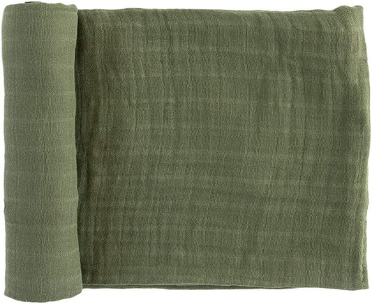 RED ROVR 100% Organic Cotton Muslin Swaddle | Newborn Receiving Blanket | Boy, Girl, Unisex | Soft, Lightweight, Breathable | Burping, Nursing, Swaddling | 44" x 44" | Dark Green