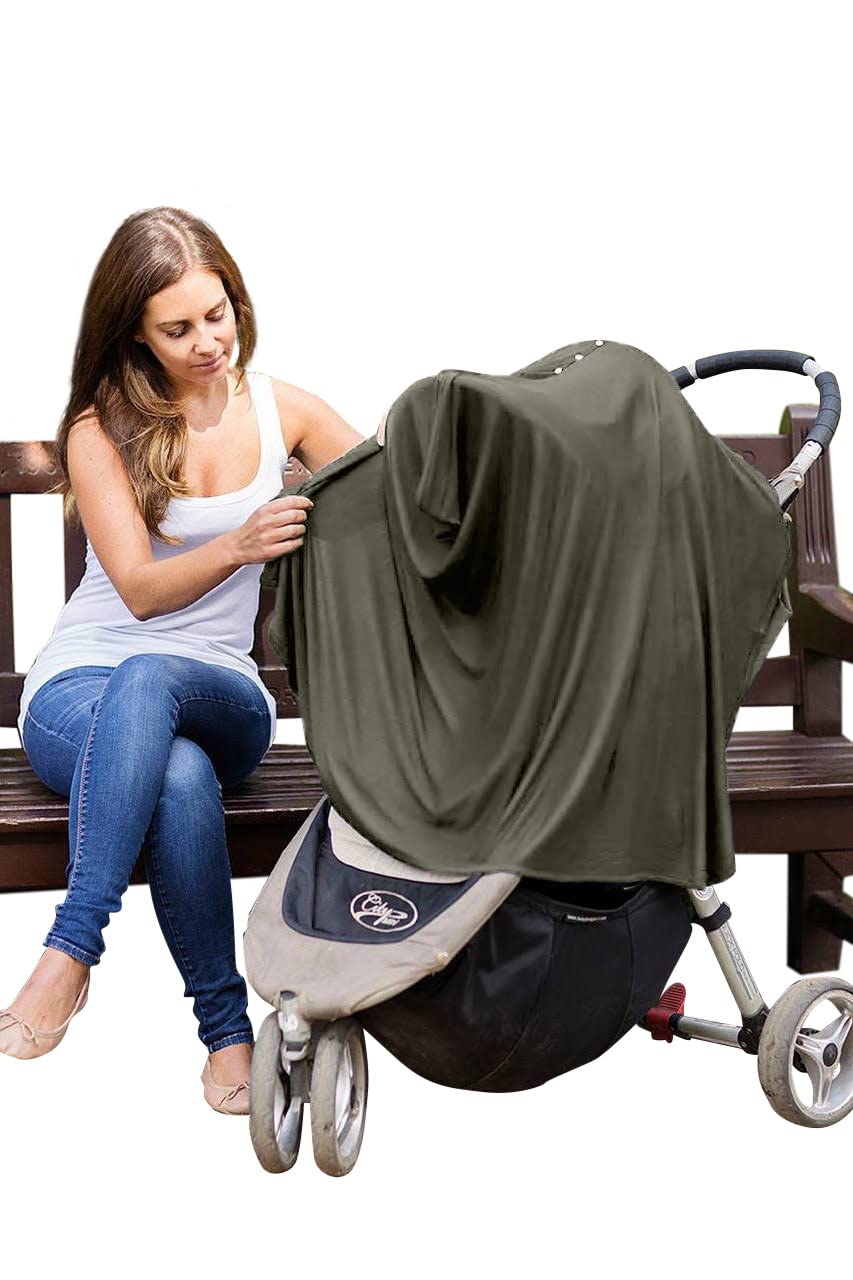 Byrd & Blume Maternity Nursing Cover Breathable Lightweight Breastfeeding Cover Wrap Shawl Scarf Poncho Full 360 (Olive, One size)