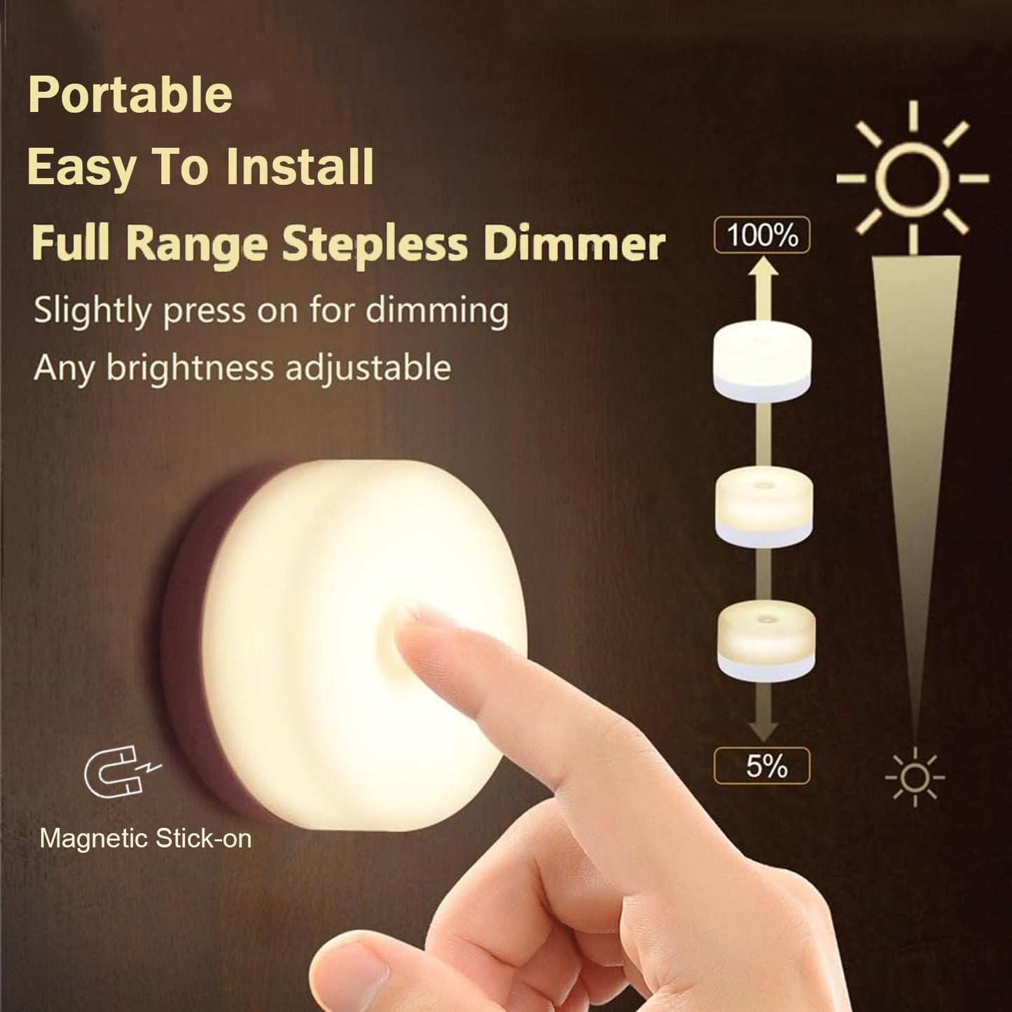 S SELDORAUK Baby Night Lights for Nursery, Portable Dimmable Touch Lamp, Type-C Rechargeable for Kids and Adult, Breastfeeding, Sleep Aid, Bedside Soft Eye Caring (Warm 2pack)