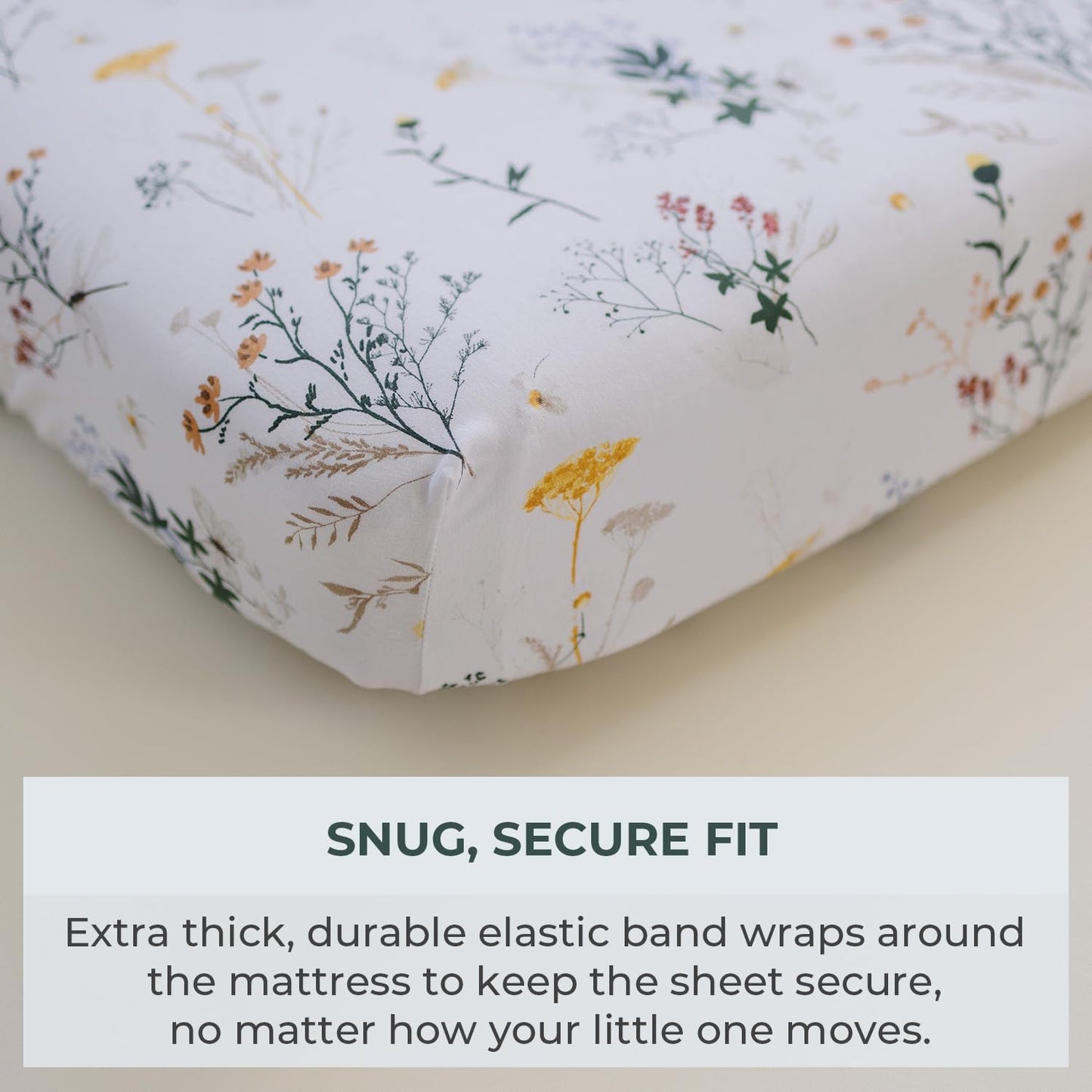 Pobibaby - 2 Pack Premium Pack N Play Sheets Fitted for Standard Pack and Plays and Mini Cribs - Ultra-Soft Jersey Knit, Stylish Floral Pattern, Safe and Snug for Baby (Wildflower)