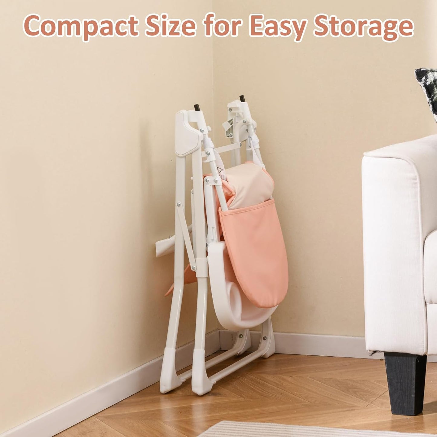 INFANS Baby High Chair, Quick Folding Portable Highchair for Babies and Toddlers with Adjustable Footrest Removable Dishwasher Tray PU Seat, Compact Highchairs for Baby Age 6-36 Months (Pink)