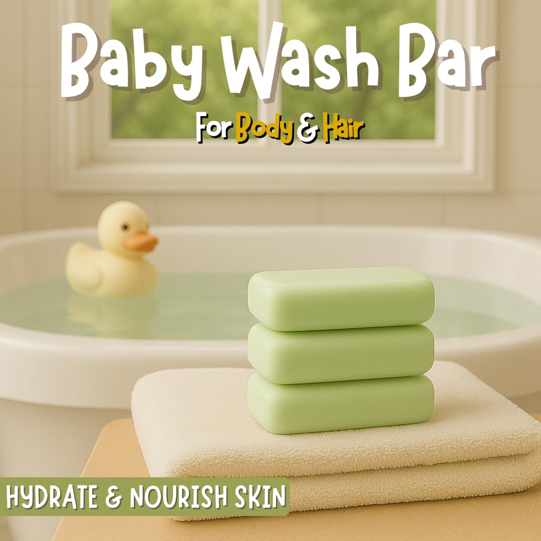 Hypoallergenic Organic Baby Soap Bar - Chamomile & Green Tea Oil - Gentle Cleansing Body Wash for Sensitive Skin | Babies, Toddlers, and Kids | 9-Pack