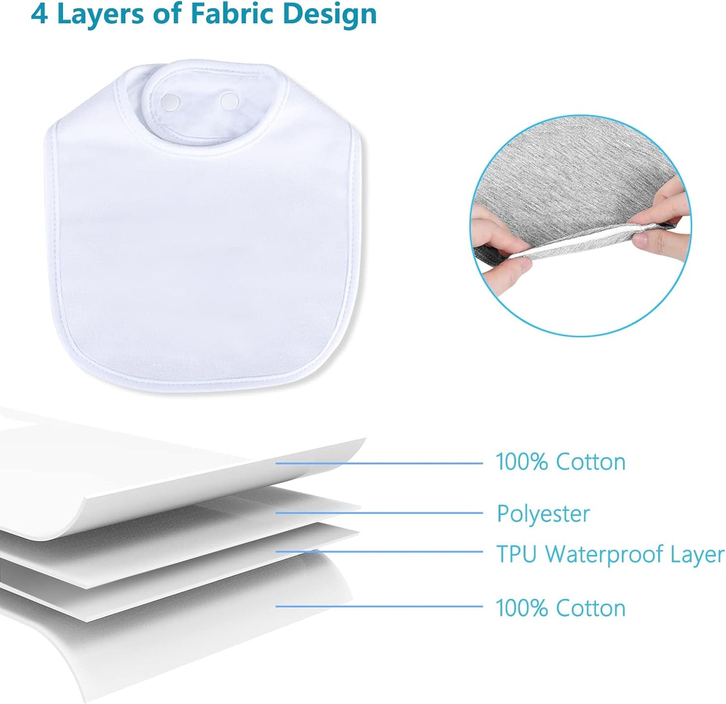 Hakochia Waterproof Baby Bibs Organic Cotton Super Soft and Absorbent With Adjustable Snap for Baby Boys and Girls