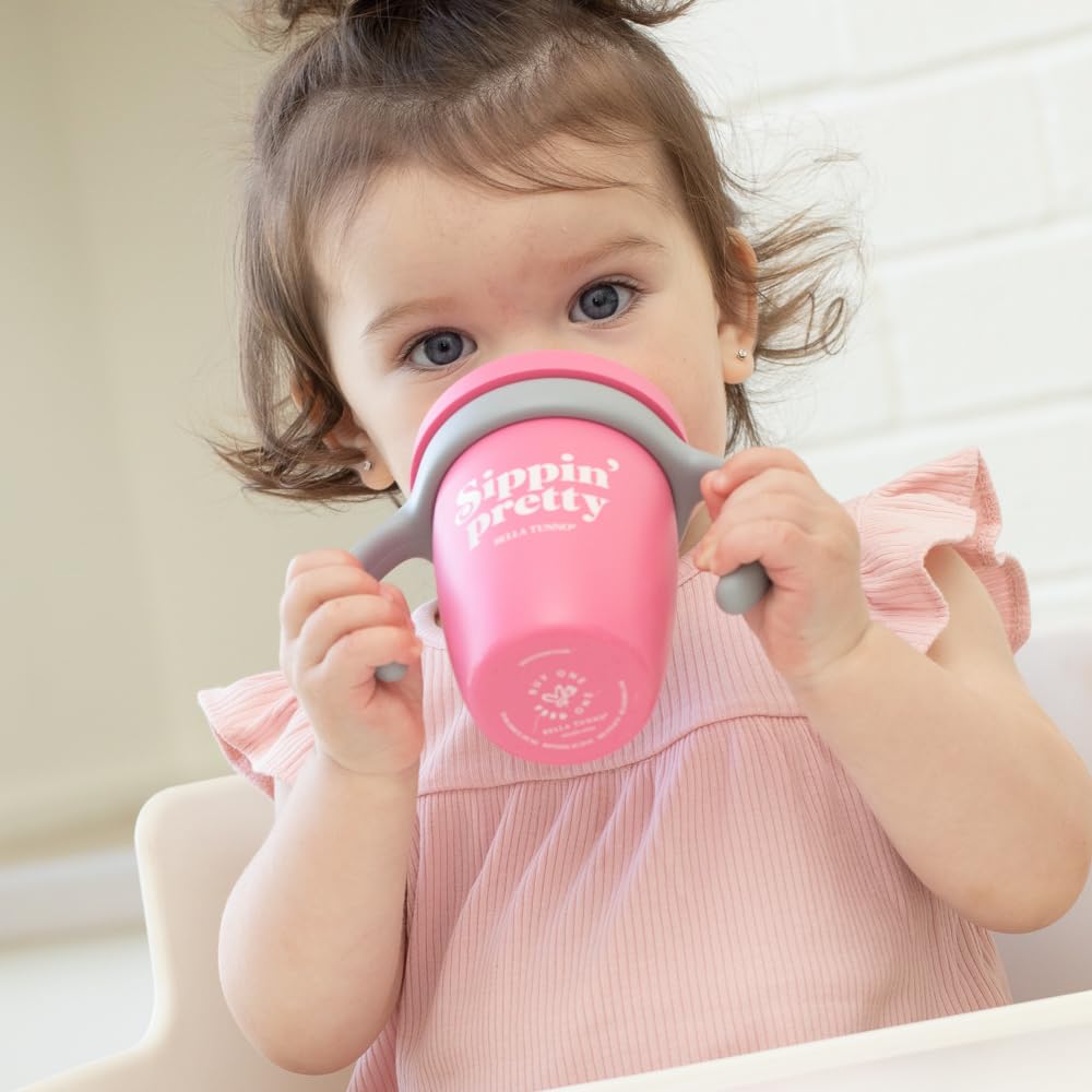 Bella Tunno Sippy Cup, Set of 2 Silicone Training Cups with Transition Handles for Infants, Toddlers & Kids, Babies 6-12 Months & Toddlers 1-3 Years, Boys & Girls, Little Lady & Sippin Pretty, 8 oz