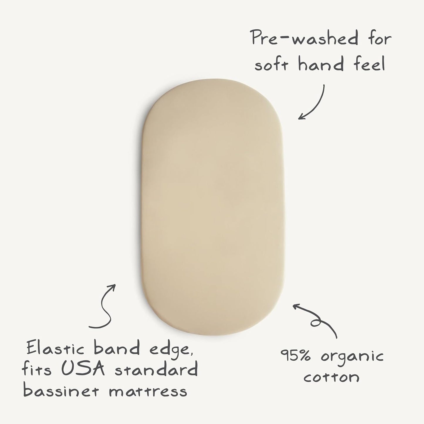 mushie Stretchy & Soft Bassinet Crib Sheet | Fitted 16" x 30" (Sun)