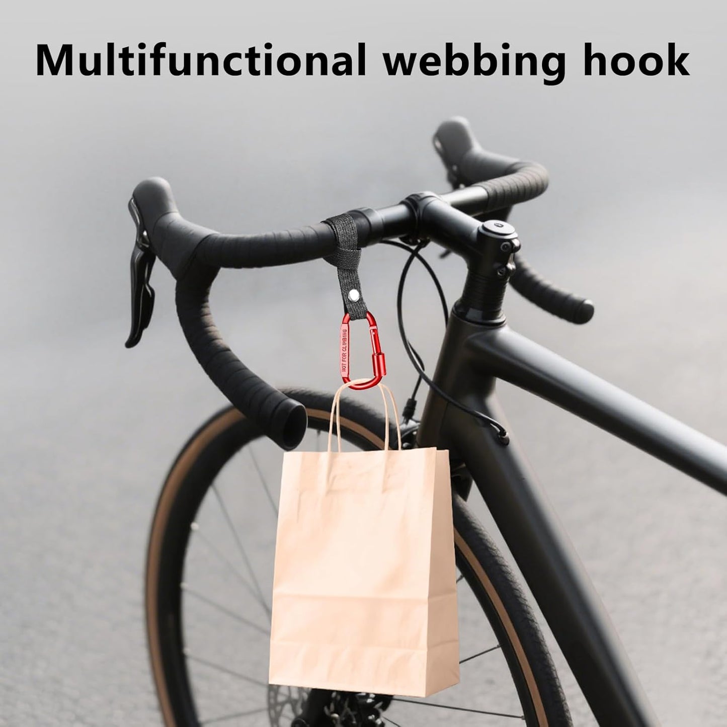 Stroller Hooks for Bags with Locking Stroller Carabiner Clip – Heavy-Duty Hooks for Diaper Bags, Groceries, Backpacks on Strollers, Bikes & Shopping Carts (Red, 4 Pieces)