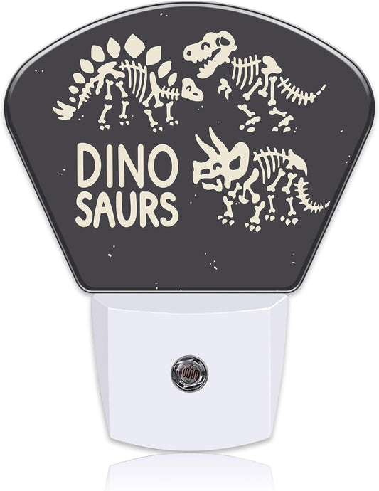 Cute Skeletons of Dinosaurs Night Light for Kids, Dinosaurs Skeletons LED Night Light Plug into Wall with Dusk to Dawn Sensor for Girls Boys Bedroom, Hallway, Kitchen, Bathroom, Stairs Decor