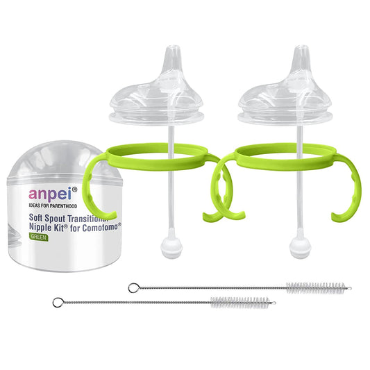 Step 1 Transitional Weighted Straw and Handles Self-Feeding Kit Compatible with Comotomo Silicone Nipples, Medium and Fast Flow | 4 Months +
