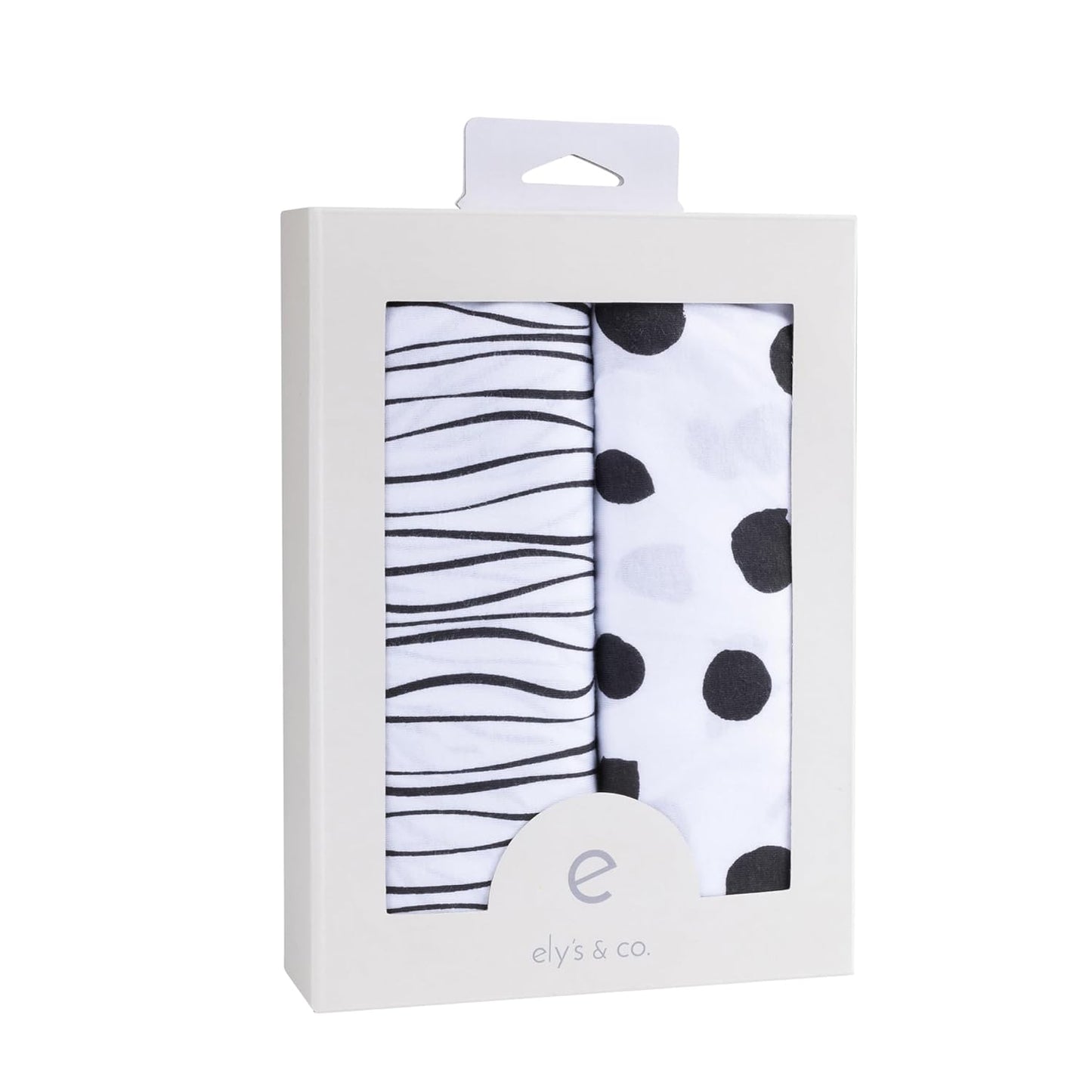 Bassinet Sheet Set 2 Pack 100% Jersey Cotton Black and White Abstract Stripes and Dots by Ely's & Co