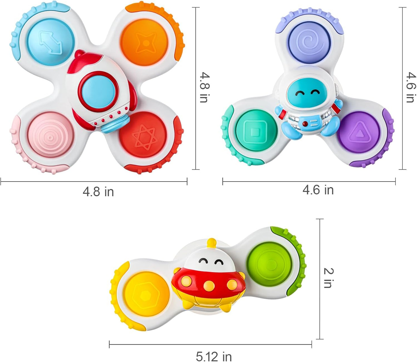 ALASOU 3PCS Pop Suction Cup Spinner Toys for 1 Year Old Boy Girl|Novelty Spinning Tops Toddler Stocking Stuffers|Baby Bath Toy for Kids Ages 1-3|1 Year Old Boy Christmas Birthday Gift for Infant