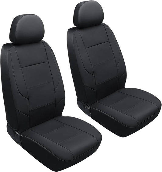 GIANT PANDA Front Car Seat Cover for Kia, Leather Bucket Seat Protectors Waterproof, Custom Fit Kia Sorento Sportage Forte Telluride K5 Seltos Soul Optima Carnival (2-Pack Black)