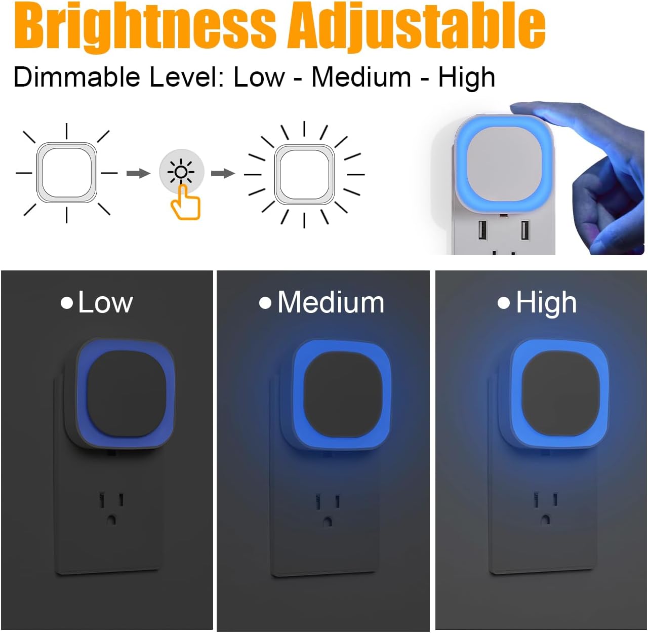 2 Pack Azure Night Light, Crisp Modern Glow with Dimmable Soft Light & Indirect Reflection, Auto Dusk to Dawn Sensor, Plug in LED Nightlight for Bathroom,Toilet, Kitchen Counter, Modern Decor