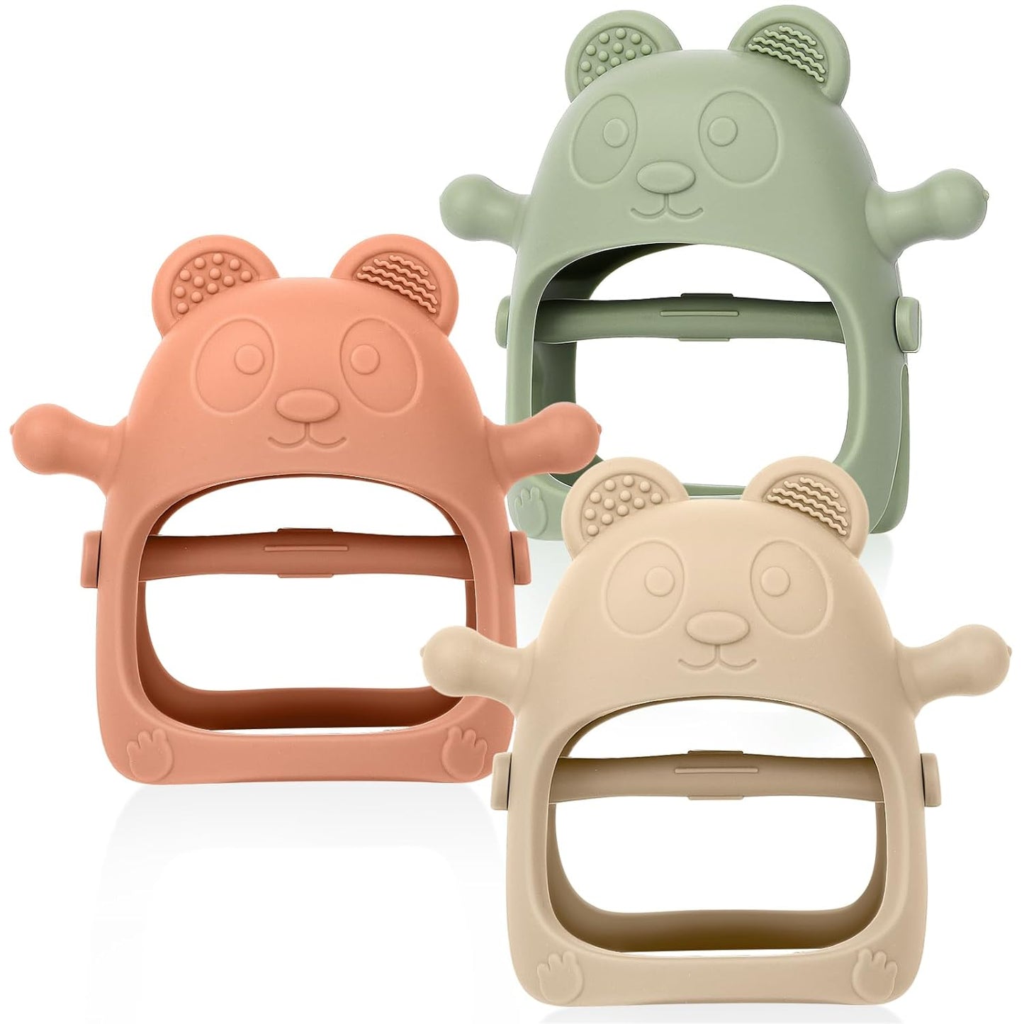 3 Pack Baby Teething Toys 3 Months+, Silicone Teething Mitten for Babies Anti Drop Wrist Hand Teether, Baby Chew Toys for Sucking Needs