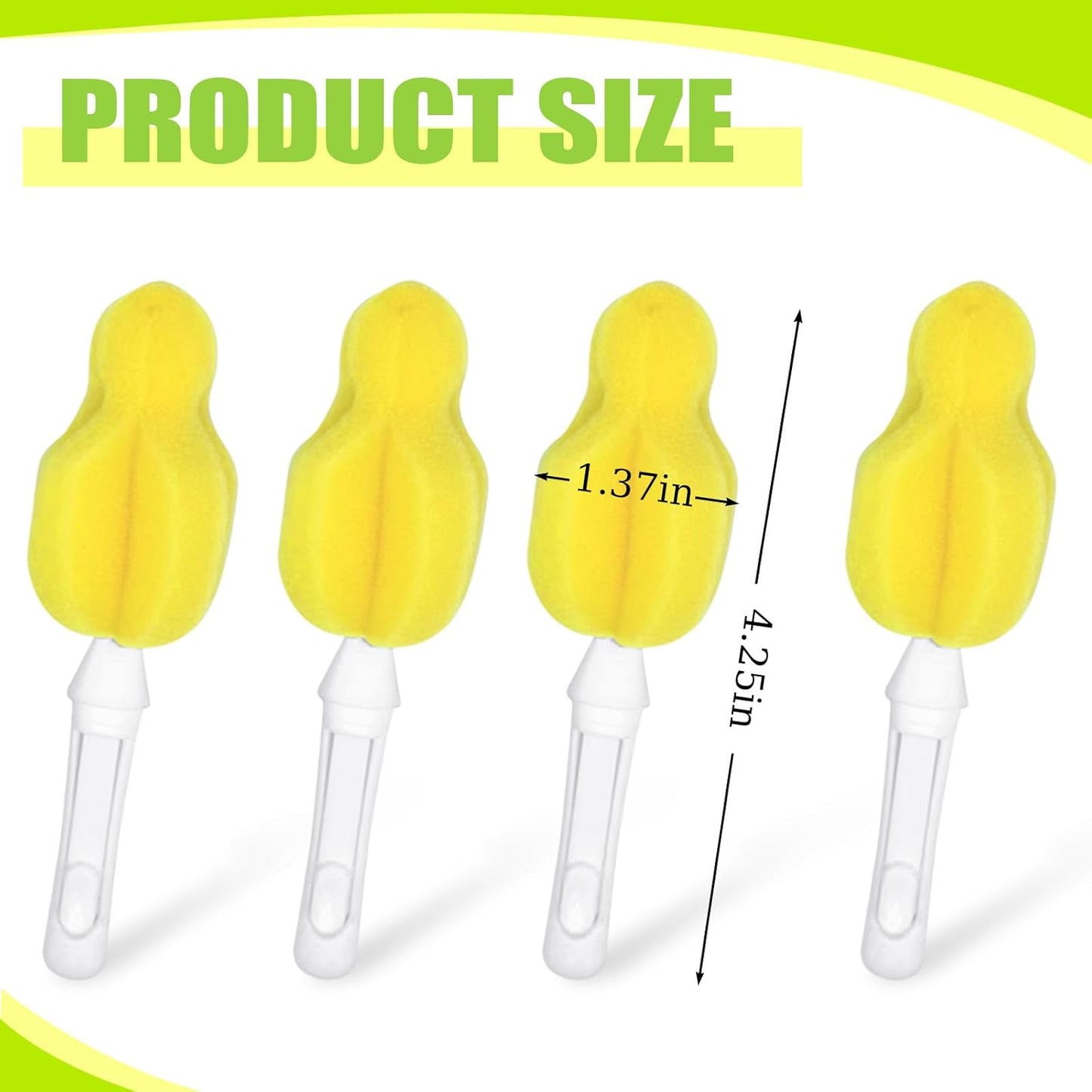 INVODA Nipple Brush Replacement Heads 8PCS Sponge Bottle Brush Head Baby Bottle Nipple Cleaner Detachable Nipple Brush Refill Replacement Head (Yellow)