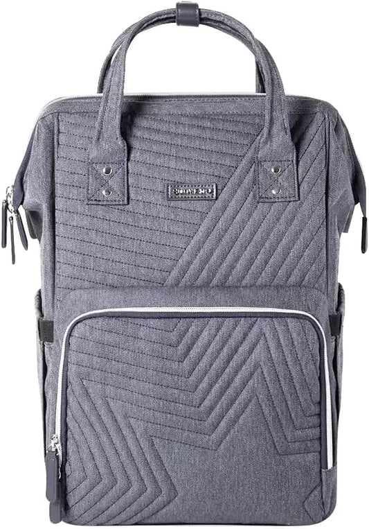 SUNVENO Diaper Bag Backpack Large Capacity Baby-Bag with Changing Pad & Stroller Clips Diaper-Backpack Travel Essentials Nappy Bag Organizer for Baby Care with USB Charging Port, Grey