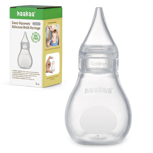 Haakaa Silicone Baby Nasal Aspirator | Nose Bulb Syringe | Easy-Squeezy Baby Nose Cleaner, Newborn Infant &Toddler - BPA Free Silicone