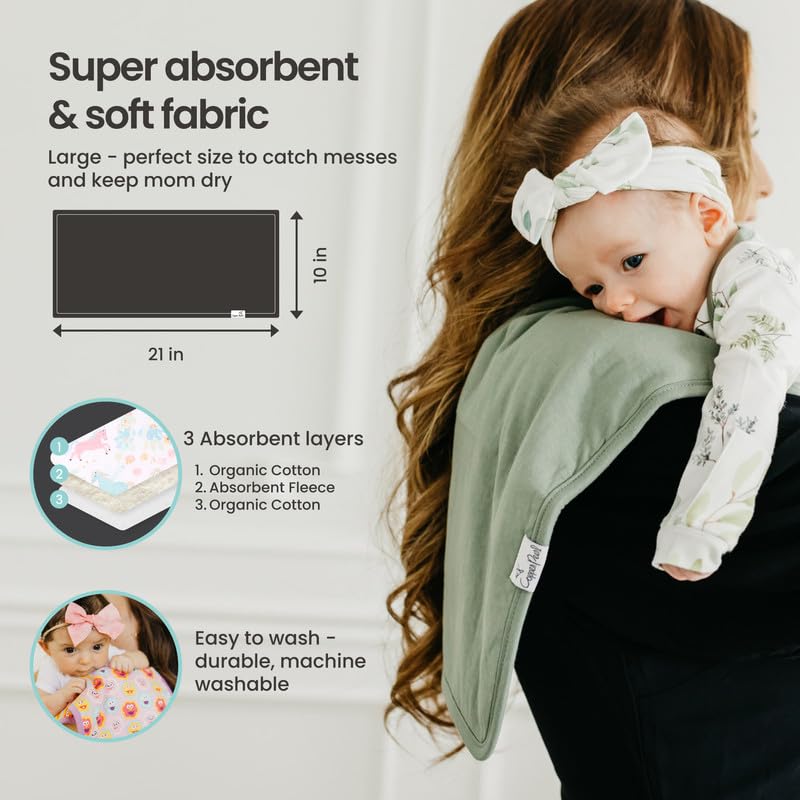 Copper Pearl Premium Baby Burp Cloths - 3-Pack Large Cotton Burp Cloths, Extra Soft Spit Up Rags with 3 Absorbent Layers, Perfect for Baby Girl Gifts (21" x 10" Size, Rosie Set)