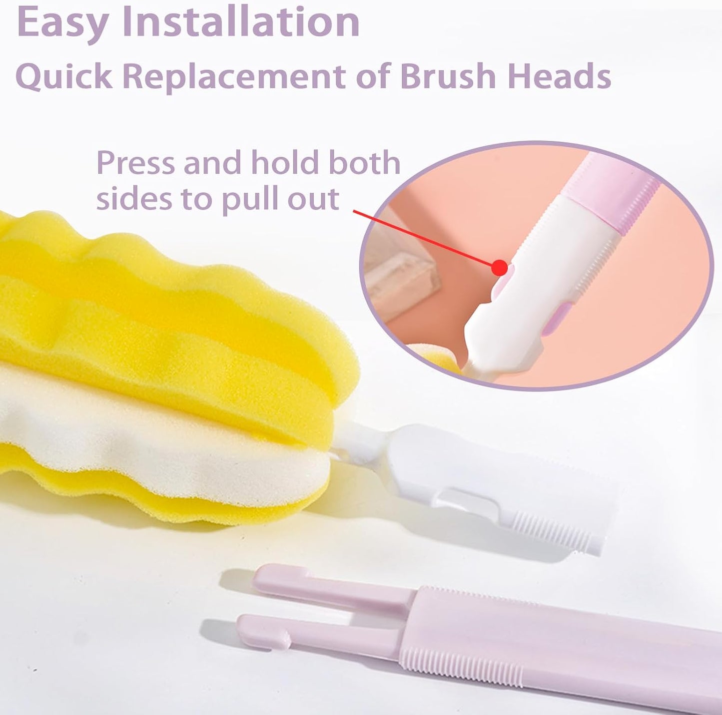 INVODA Bottle Brush 4Pack Long Handle Cup Cleaner Brush Whit Straw Brushes 4Pack Sponge Bottle Scrubber Detachable Handle Cup Cleaning Brush for Baby Bottle Clean Mugs (4 PCS+Straw Brushes 4PCS)
