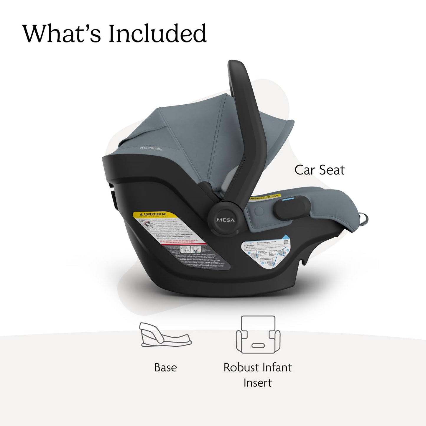 UPPAbaby Mesa V3 Infant Car Seat - Easy Installation + SmartSecure Technology - Attaches to Stroller | Base + Infant Insert Included - Callum (Stone Blue)