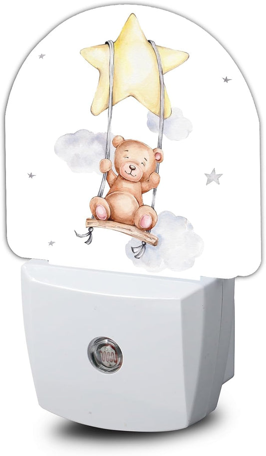 Teddy Bear Night Light,Cute Night Lights Plug into Wall with Dusk to Dawn Sensor,Lamp for Bedroom Bathroom Hallway Nightlight for Women Girls