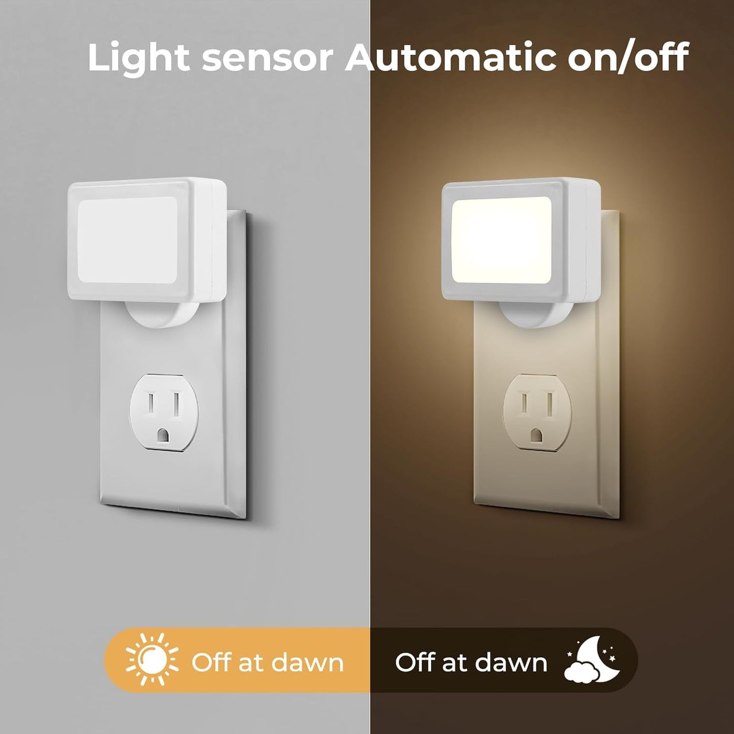 4 Pack Night Light Plug in Wall with Adjustable Direction, Dusk to Dawn Auto On/Off with Light Sensor, Soft White 2700K 100LM, Nightlight for Hallway, Bathroom, Bedroom, Kitchen, Nursery,Non-Dimmable